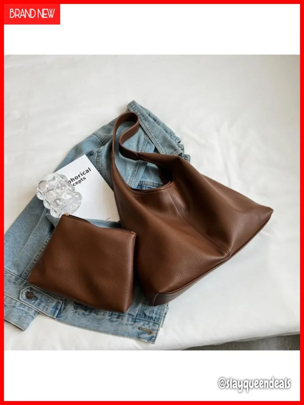 Slouchy Hobo Bag Soft PU Leather Tote Shoulder Purse Casual Everyday Handbag